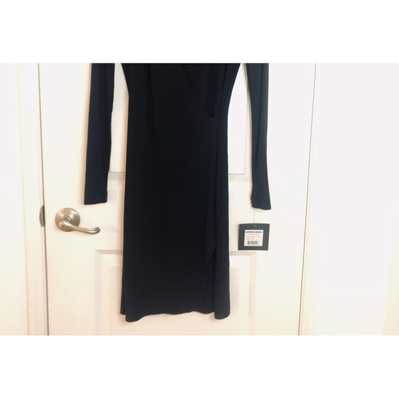 NWT New Norma Kamali Long Sleeve Modern Side Drape Dress XS Black Revolve - Picture 4 of 13